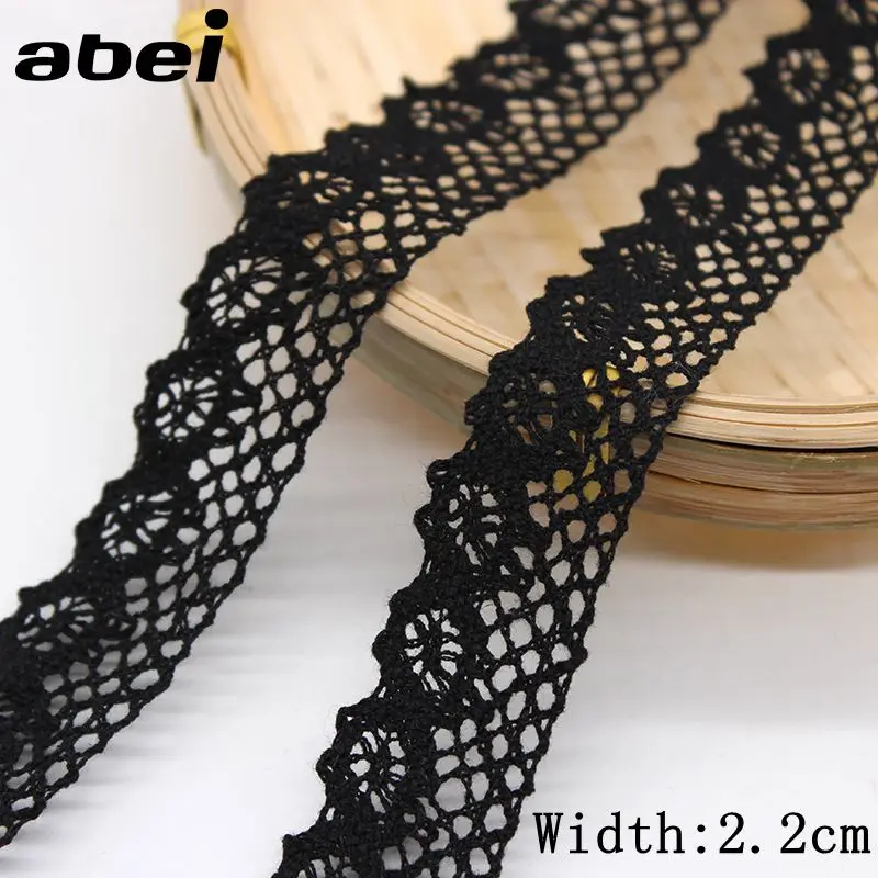 10Yards/lot 10-30mm Black Cotton Lace Fabric Furnishing Wrap knitting Embellishments DIY Clothes Bags Ornaments Handmade Trims