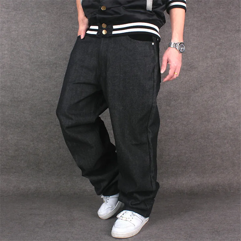 

Male jeans Hip Hop Baggy Jeans Black Denim Loose Pants Rap Jeans Letter Written Boy Rapper Fashion 46 Famous Brand Jeans