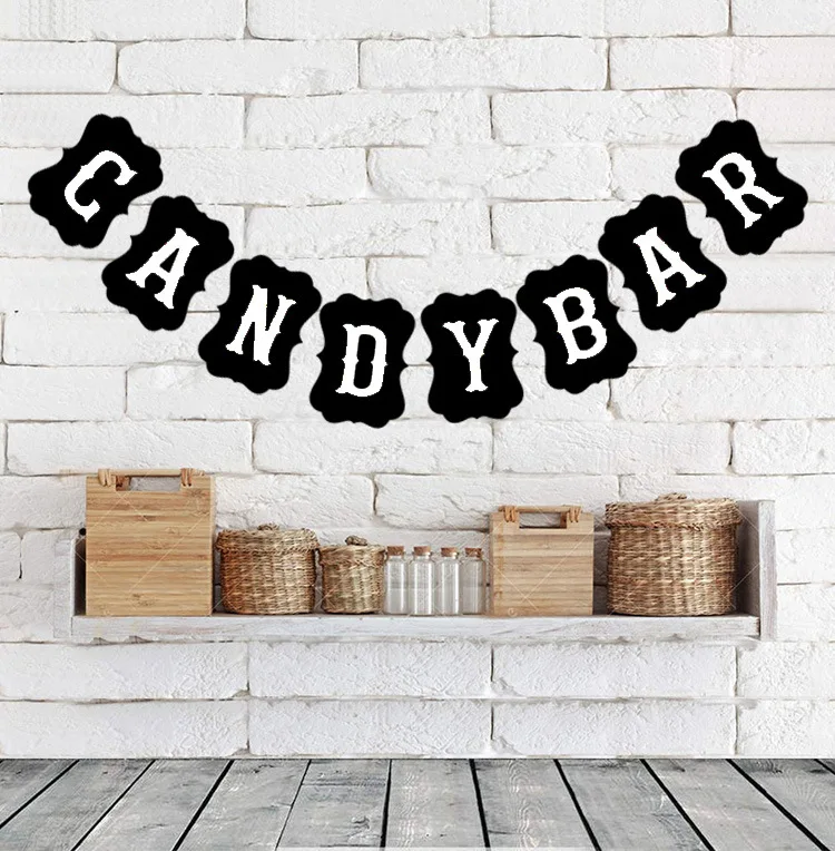 Kraft Paper DIY Candy Bar Bunting Banner for Vintage Wedding Baby Shower Birthday Party Xmas Evening party Sweet Table Decor