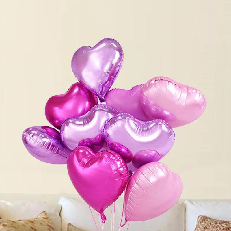 

10pcs 18inch Romantic Heart Pearl Pink Foil Balloons Helium Birthday Wedding Valentine's Day Globos Party Decoration Air Balls