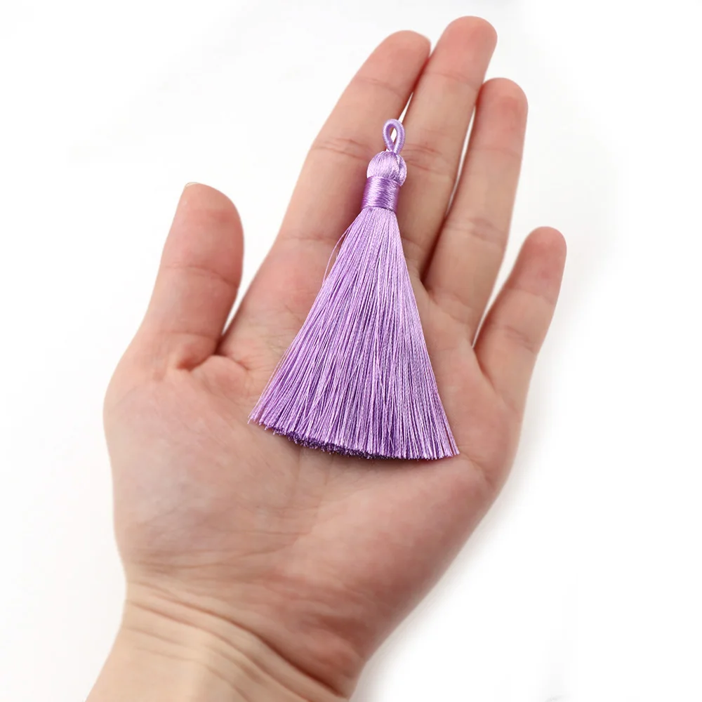 5pcs/lot 8cm Long With Hole Mix Cotton Silk Tassel Brush For Earring Charm Pendant SatinTassels DIY Jewelry Making Findings