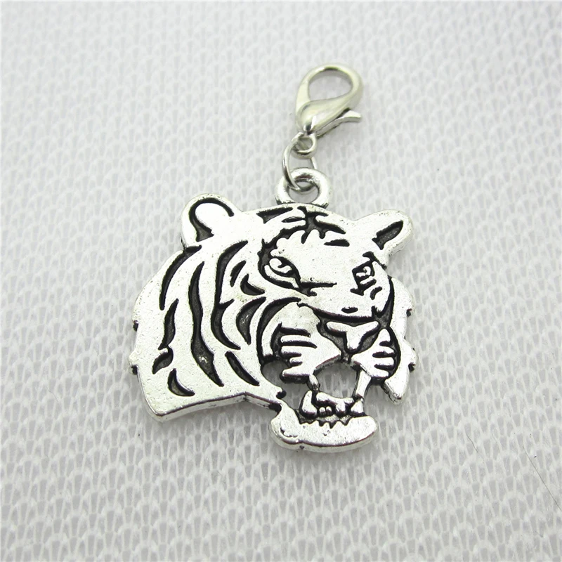 12pcs/lot Tiger Dangle Charms Floating Charms DIY Bracele/Pendant Hanging Charms Fashion Animals Jewelry Accessory