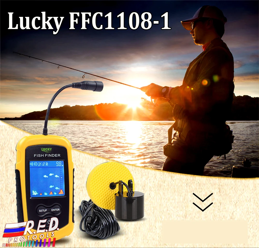 Lucky FFC1108-1 Portable Fishfinder Sonar Depth 100 M Alarm Waterproof Fishfinder TN/Anti-UV LCD color Display RUEN User Manual