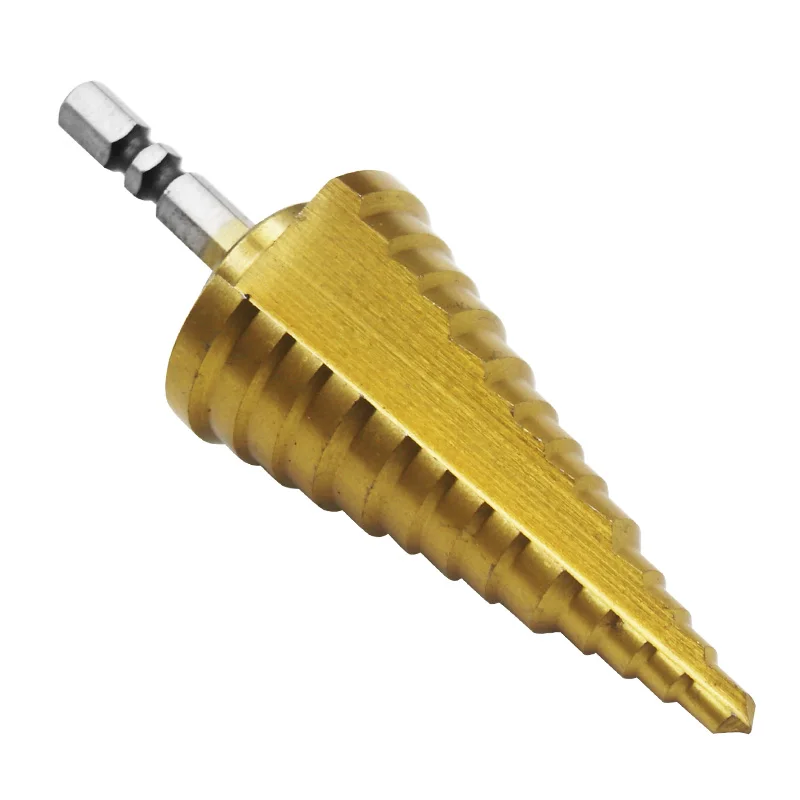 6-35มม.ขนาดใหญ่ HSS เหล็กขั้นตอนเจาะกรวย Countersink Titanium Bit Set Hole