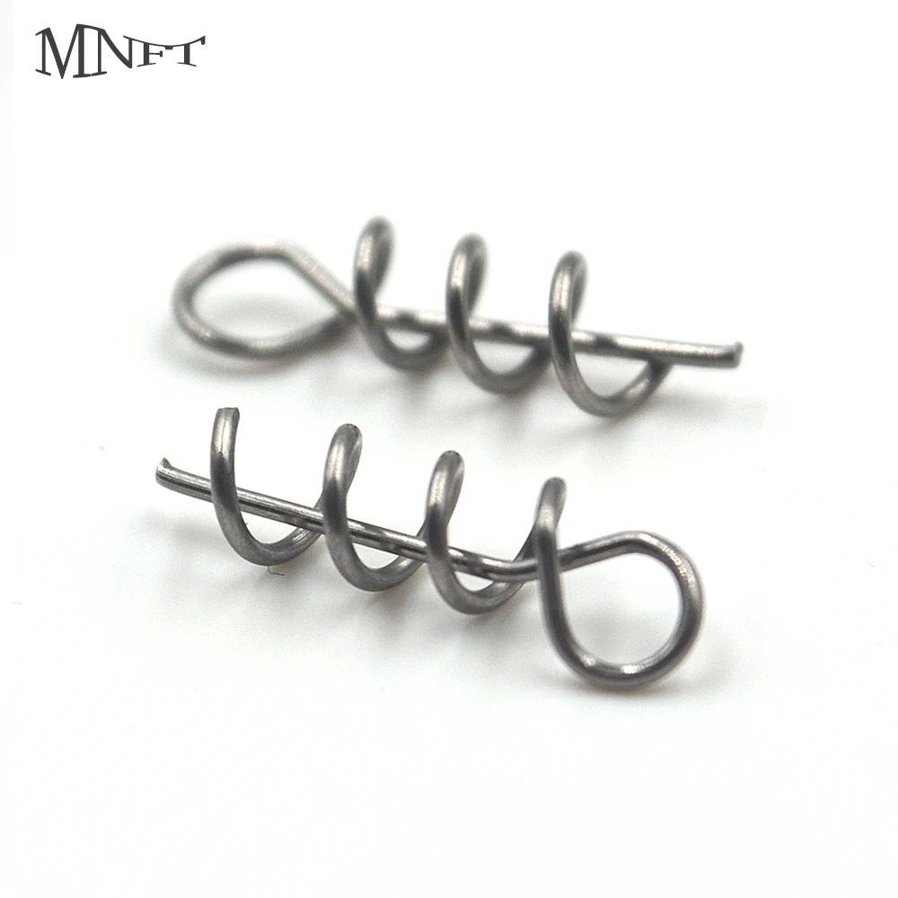 MNFT 50Pcs Soft Lure Centering Pin Spring Twist Lock Fishing Hook Centering Pins Soft Plastic Bait Worm Fishing Accessories