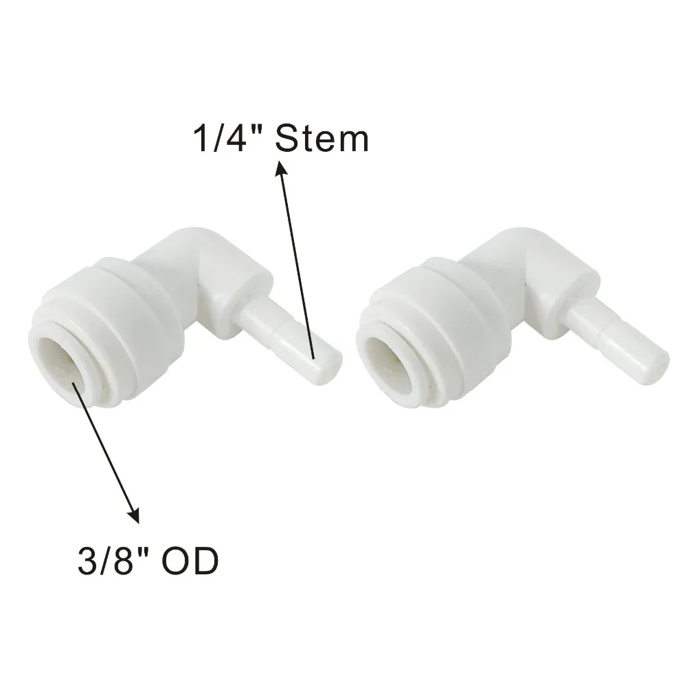 الجذعية الكوع موصل 1/4 "x 3/8" الاتصال السريع تركيب أجزاء للمياه مرشحات و التناضح العكسي RO أنظمة -12 حزمة
