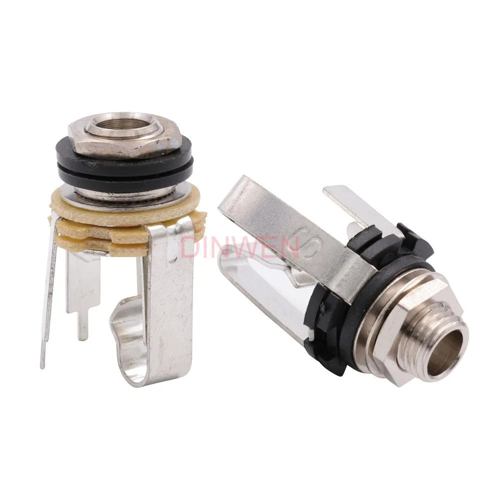 

1/4" 6.35mm MONO Guitar BASS Headphone Jack Socket Connector PCB Panel Mount With Switch Nickel Plate Brass 1PC