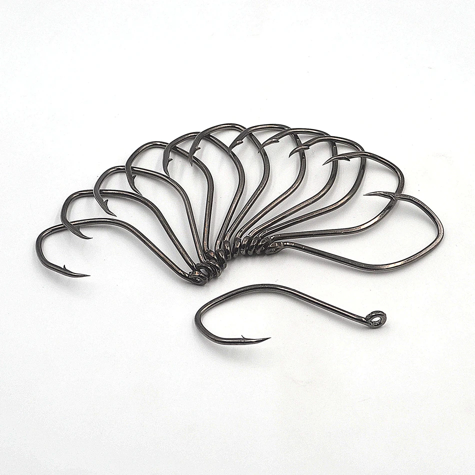 MNFT 12PCS High Carbon Steel Black Nickle Catfish Hook Saltwater Jigging Sea Fishing Hooks Size 5.5*2.8cm/2.16*1.1 Inches