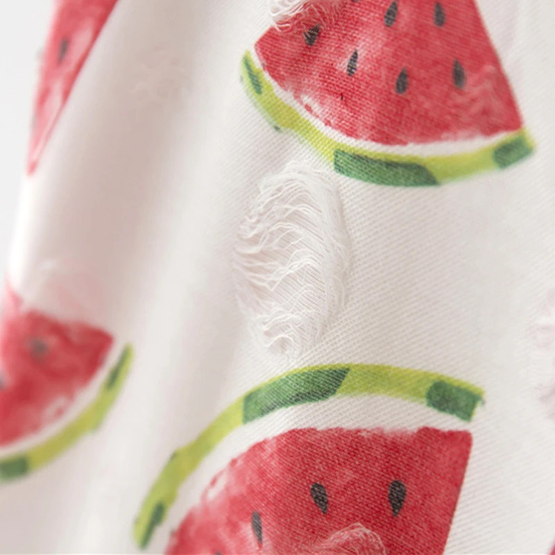 Zuolunouba Summer Cool Clothes Holes T Shirt Women Fashion Watermelon Harajuku High Quality Girl Tees Short Sleeve Women Tops