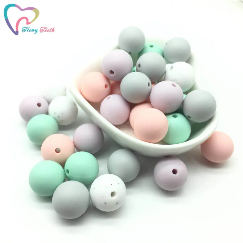 Teeny Teeth 100PC Silicone Beads Baby Pendant Food Grade Silicone Candy Soft Mint Pink Gray Perles DIY Teething Necklace Jewelry