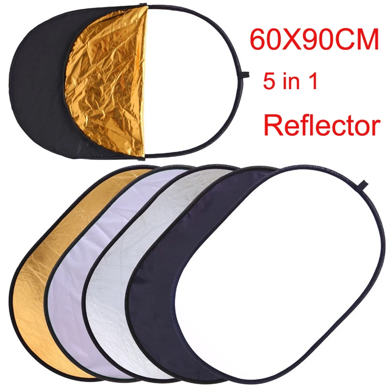 

60x90CM 5 IN 1 Collapsible Photography Reflector Photo Studio Photo Oval Reflecotor Photographic Lighting Reflector Drop Ship