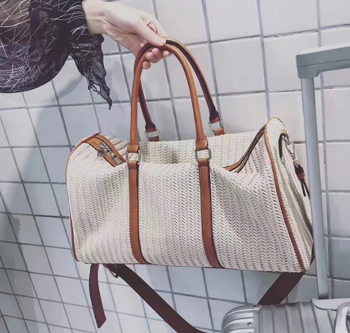 Kanye west-Bolso de viaje grande tejido de cuero, bolsa de equipaje, de viaje comercial, hecho a mano, de lujo