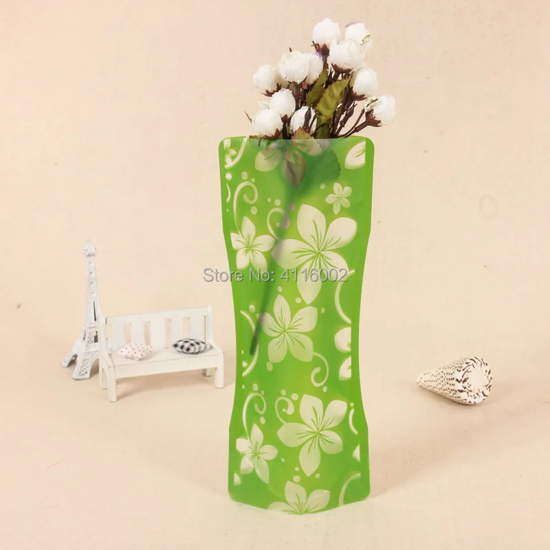 300pcs Plastic PVC Foldable Unbreakable Flower Vase Folding Flower Bottle Bag Home Office Decorative Product