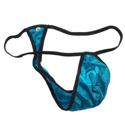 G2029 Hot Mens Sexy String Pouch Thong Shiny Satin Knit Thong Back