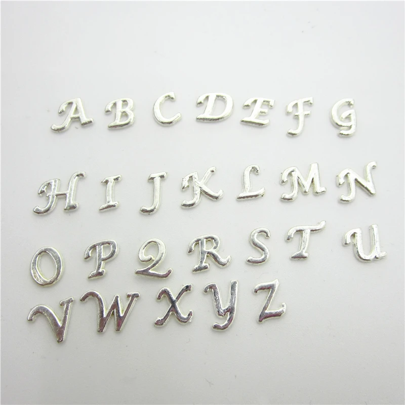 Wholesale 130pcs/lot Silver Alphabet Letters Floating Charms Living Glass Memory Lockets DIY Jewelry (A-Z per 5pcs