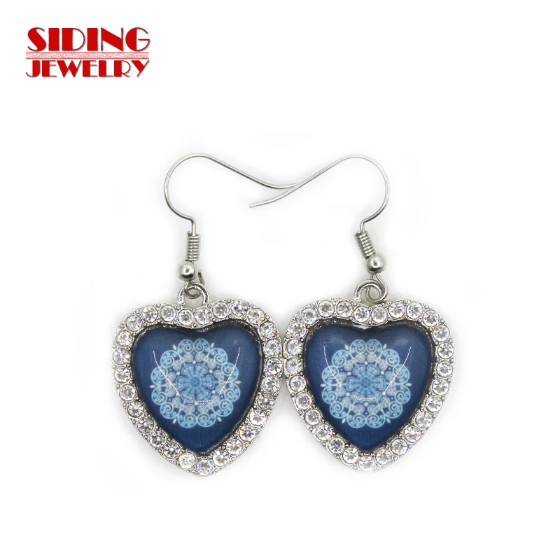 New Arrival 5pair/lot Snowflakes Style 12 Crystal Heart Earring Earrings Charms Fashion Pendientes DIY Jewelry Charms