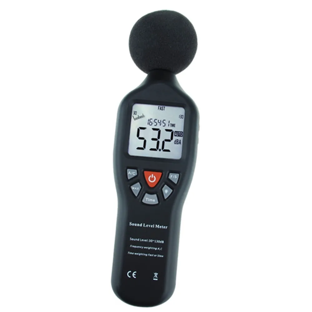 Sound Meter 30dB-130dB Compact With High Accuracy Measuring Backlit Display and Noise Detect