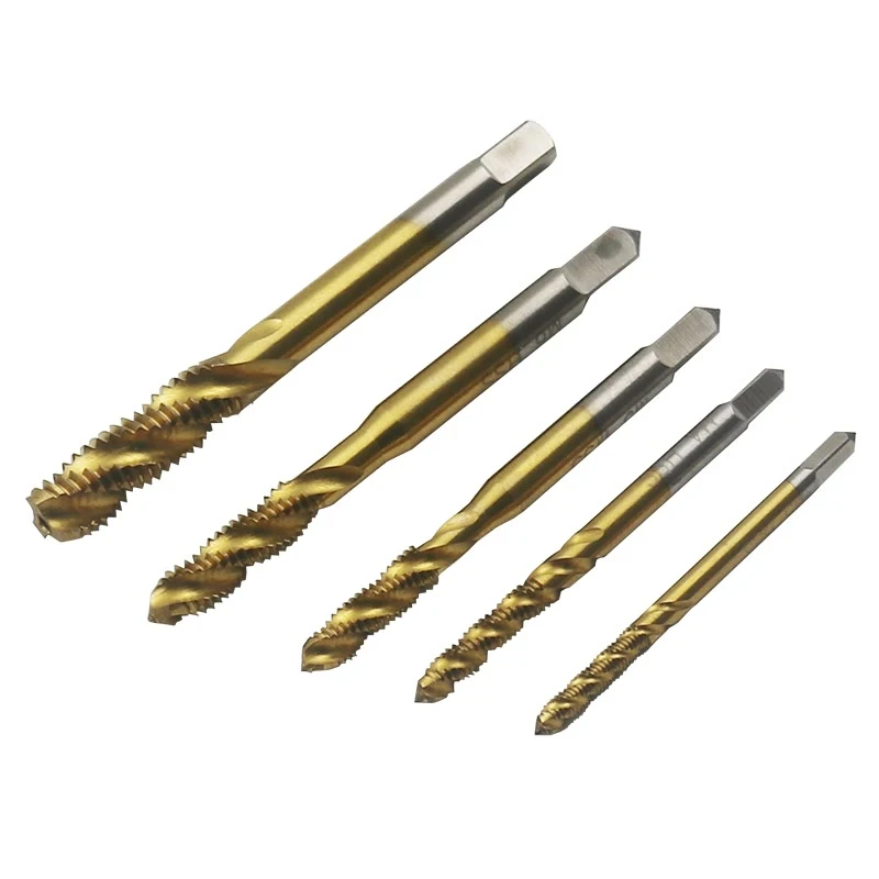 Brocas Mini M3 M4 M5 M6 M8, en espiral, puntiagudas, formación de rosca, juego de brocas de grifo de tornillo métrico, 5 uds.