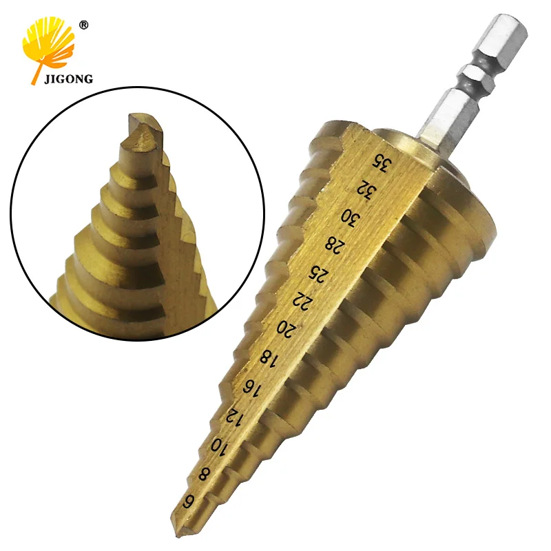 6-35mm Large HSS Steel Step Cone Drill Countersink Titanium Bit Set Hole