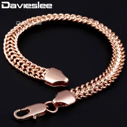 Davieslee 585 Gold Color Bracelet For Womens Chain Helix Bismark Link 7mm 18cm 20cm 23cm Dropshipping DGB283A