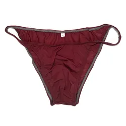 G3772 Mens String Bikini Contoured Pouch Low Rise Moderate Back Nylon spandex soft thin jersey semi c-thru