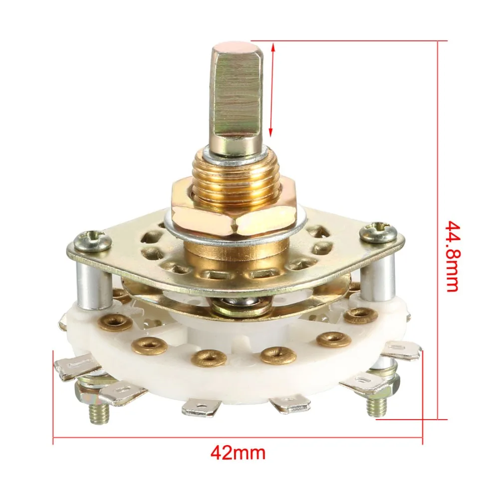 UXCELL 8/10/12Pin 1/2 Pole Switch 4/5/7/11 Position Select Table Single Deck Band Selector Rotary Switch for Radio TV Industrial - Image 5