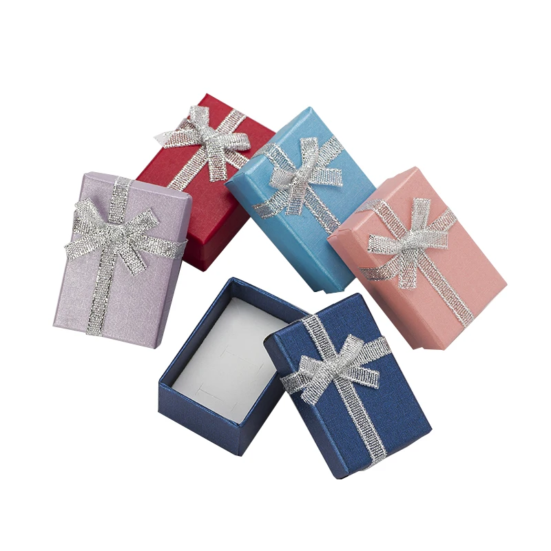 4x6 cm Sieraden Dozen Pealr Papier Geschenkdozen voor Sieraden Verpakking Display Earring Ketting Hanger Ring Box met wit Spons