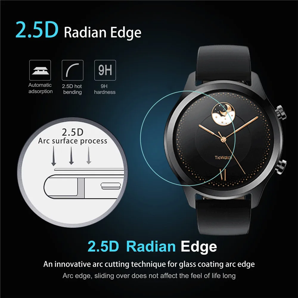 2.5D Premium กระจกนิรภัยสำหรับ Ticwatch C2 Clear 0.3Mm กระจกนิรภัยป้องกันหน้าจอป้องกันการระเบิดป้องกันแผ่นฟิล์มกันรอย Guard