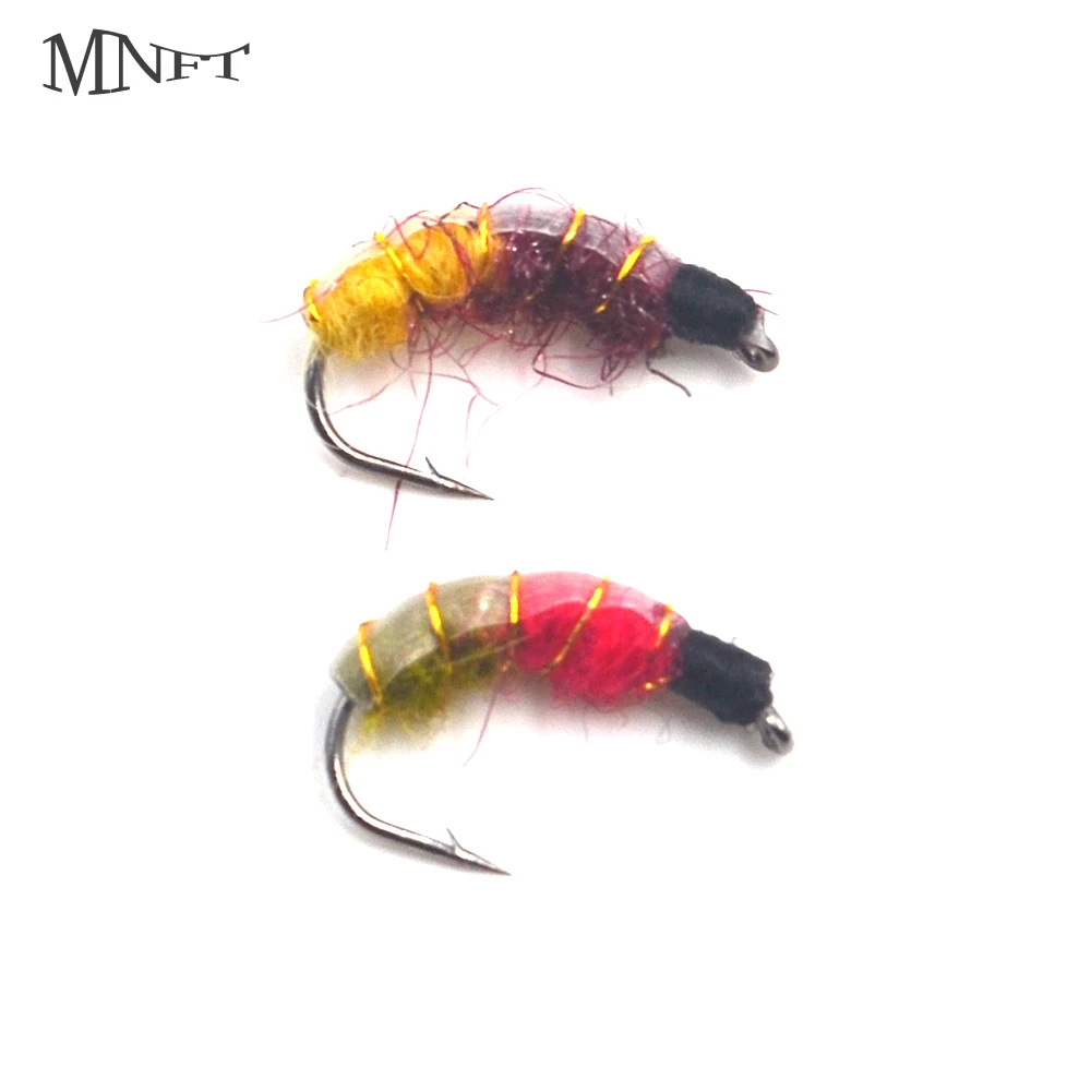 MNFT 10Pcs Nymph Trout Flies Fishing Fly 2 Style Workers Hand Tied Pupa Larva Nymph Fishing Lures