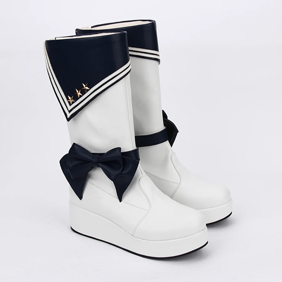 Spring Autumn Fashion Women Leather High Boots Muffin Shoe Anime Ladies Halloween Navy Lolita Sailor Moon Cosplay Platform Boots