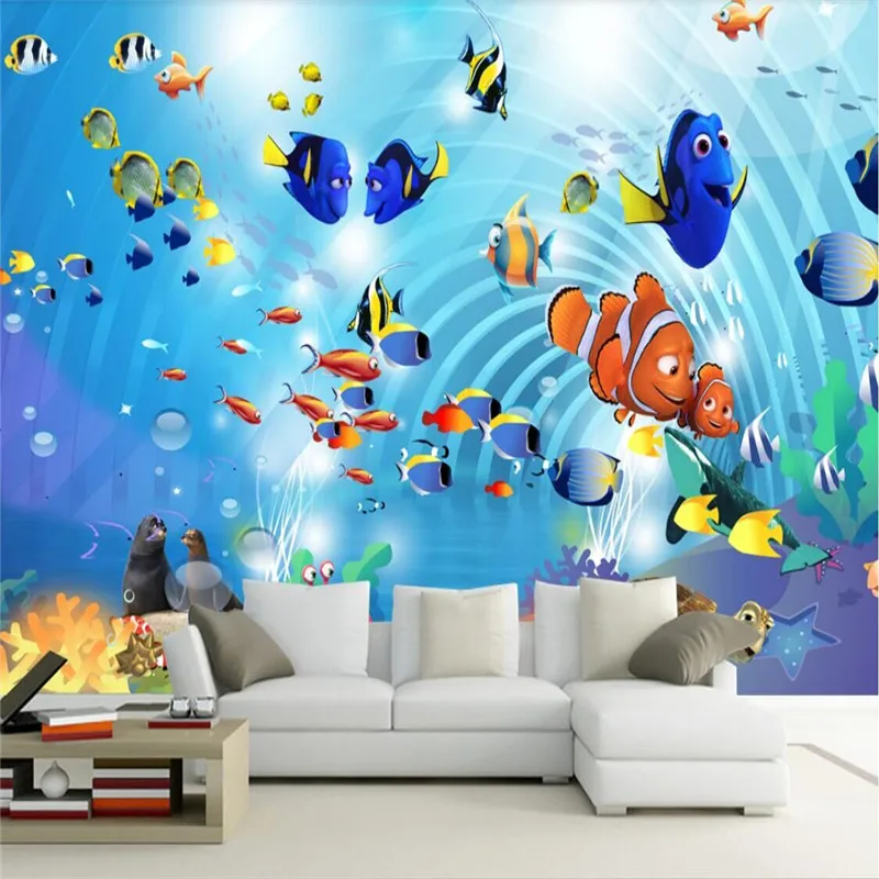 

3D fantasy underwater world children's room cartoon kids mural professional production wallpaper mural custom photo