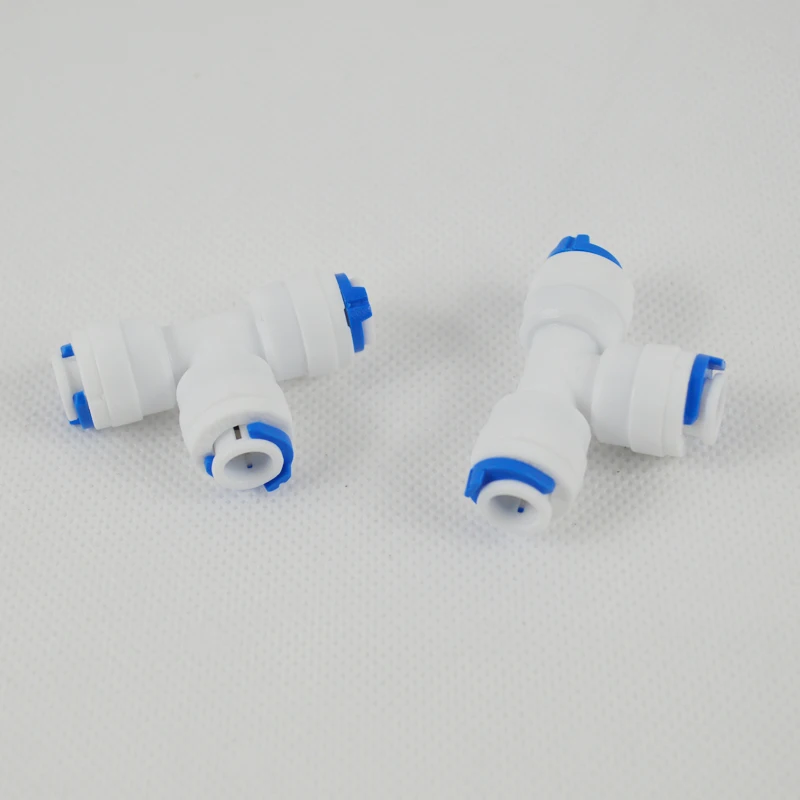 2 แพ็ค Quick Connector Union Tee 1/4 "OD อุปกรณ์เชื่อมต่อสำหรับกรองน้ำและ RO Reverse Osmosis ระบบ