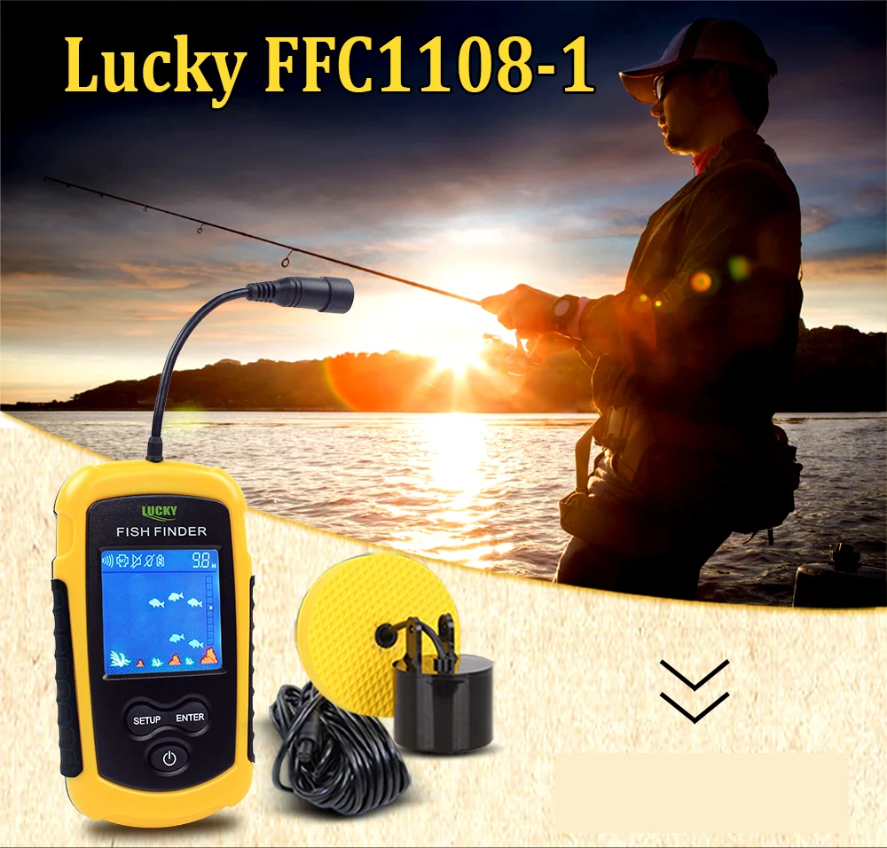 Lucky Portable Fishfinder FFC1108-1 Sonar Depth 100 M Alarm Waterproof Fishfinder TN/Anti-UV LCD color Display RUEN User Manual