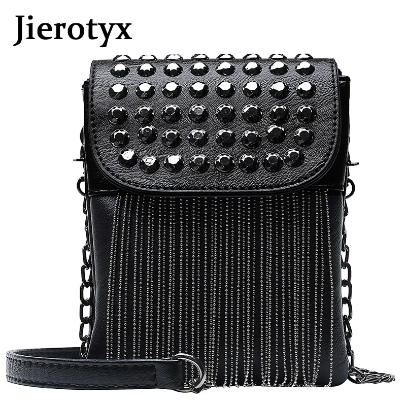 JIEROTYX Fringed with Diamonds Women\'s Bag Messenger Bags Designer Fashion Chain Female Shoulder Bag High Quality Wholesale