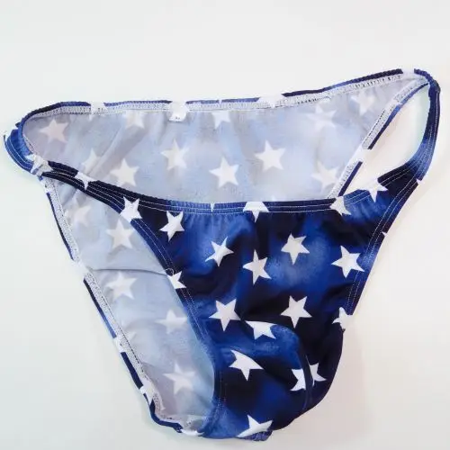 G3774 Mens String Bikini Stripe polyester nylon Spandex Narrow Waist Prints More Options Swim fabric