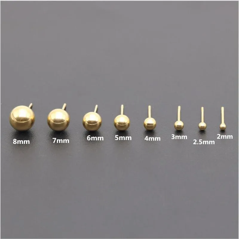 PE08 Titanium Brief Small Round Balls 2mm to 8mm Stud Earrings 316l Stainless Steel Earring IP Plating No Fade Allergy Free