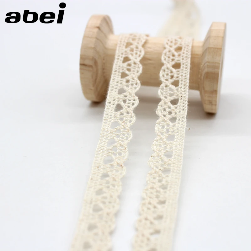 10yards/Lot 9mm Knitting Embroidered Beige Lace Cotton Ribbon Sewing Craft DIY Handmade Patchwork Child Colth Wedding Trim