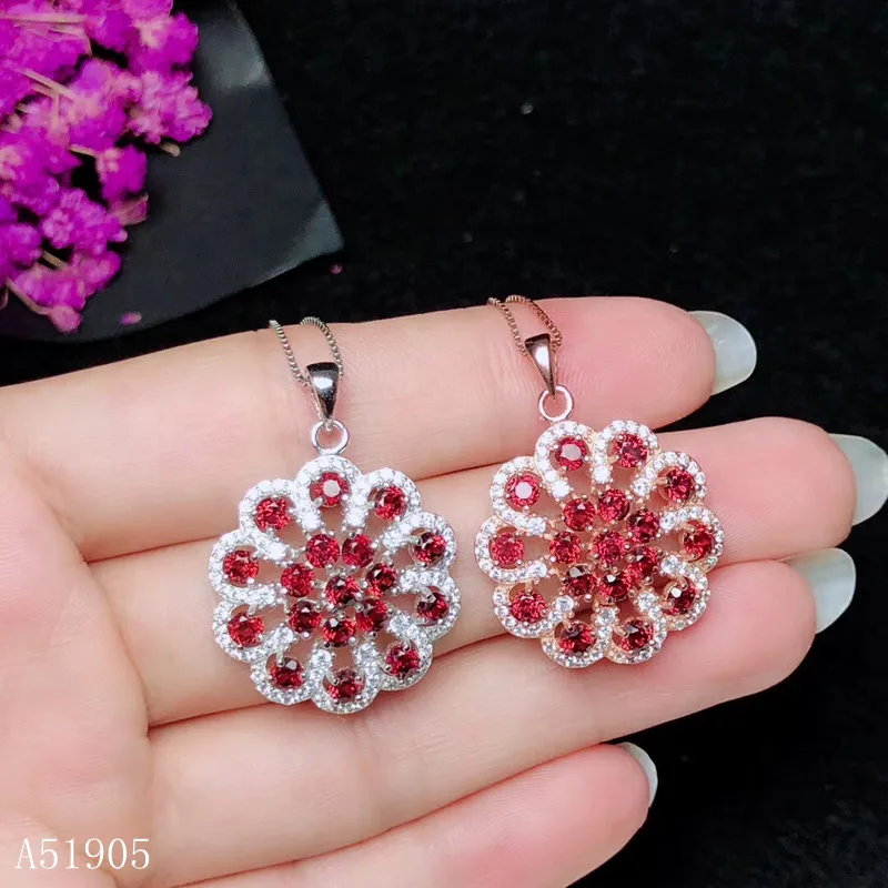 

KJJEAXCMY Boutique Jewelry 925 Sterling Silver Inlaid Natural Garnet Gemstone Female Luxury Necklace Pendant Got Engaged Marry