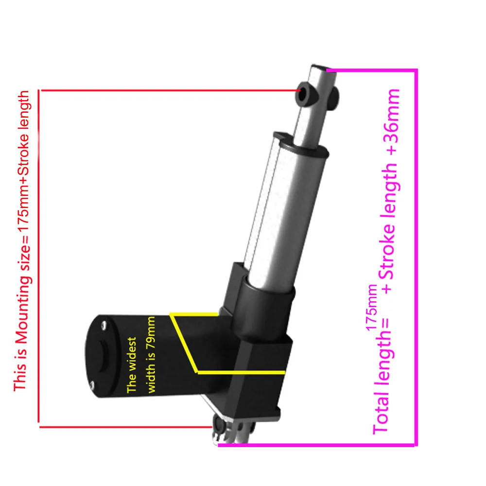 Stroke 50-250MM Load 5000N 500KG Electric Linear Actuator 12V 24V 36V With Speed 5-30MM/S Support Customized 2-10Inch Home Apply