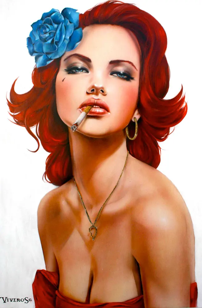 High quality Oil painting Canvas Reproductions The Blue Rose by Brian M.Viveros  Painting hand painted