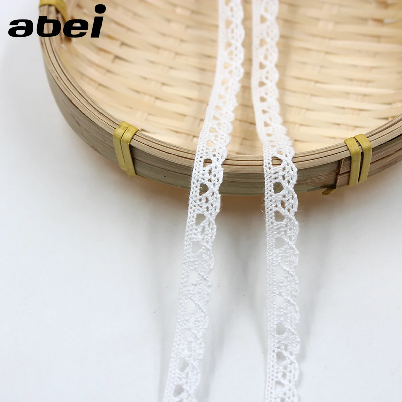 10yards/lot 1cm DIY Cotton Material Embroidered White Lace Trims Handmade Patchwork Hometexile Tablecover Embellishment Ribbon