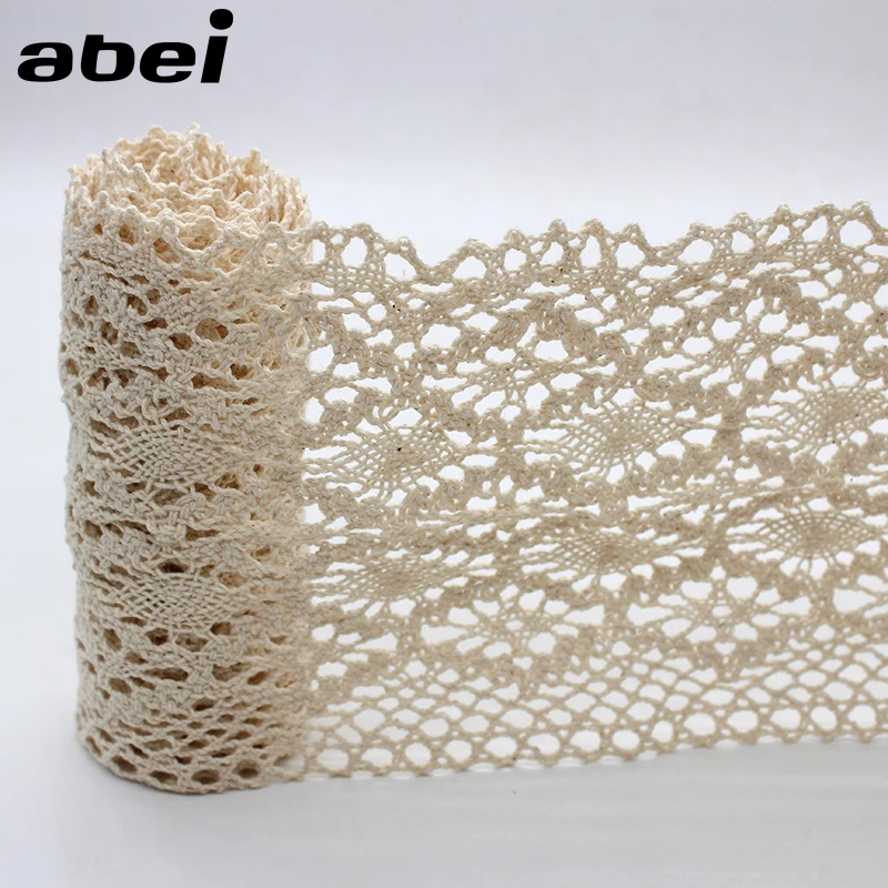 13cm wide 1Yard Handmade Patchwork Cotton Material Cotton Lace Ribbon Beige Color Cotton Lace Trimming Hometexile Decors