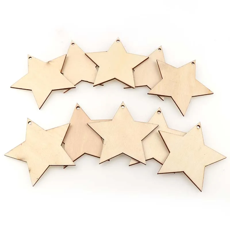 10Pcs DIY 8cm hole with five-pointed star pendant with hemp rope chips Crafts Scrapbooking Supplies  Hand-made Graffiti Buttons