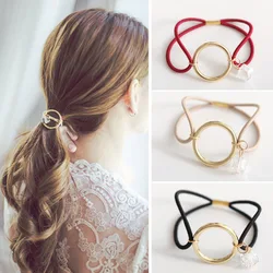 New Design Headwear Ladies Ponytail Holder Rubber Headbands punk rock hair accessories Buckle Rope Women Elastic Hair Bands