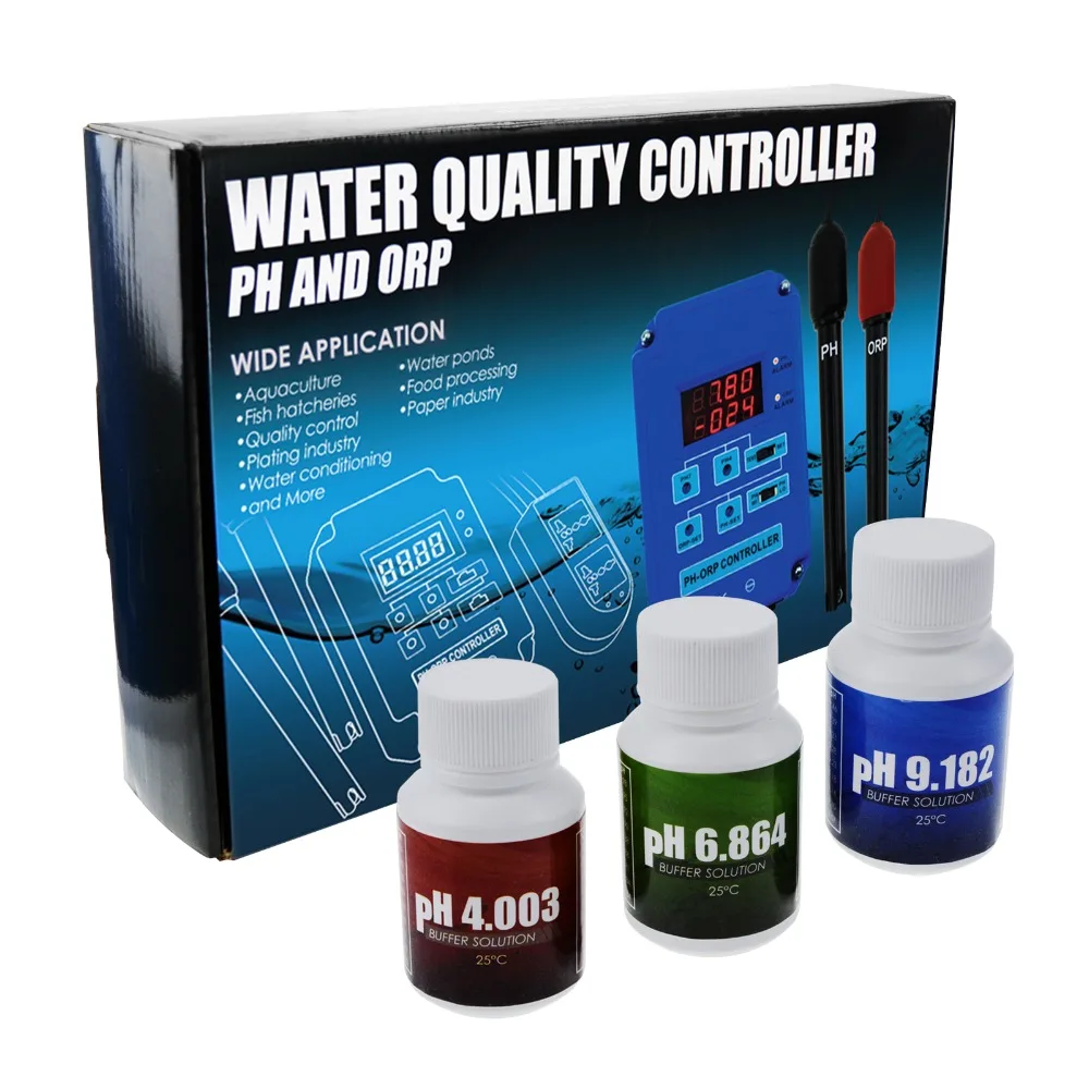 2 in 1 Digital pH ORP Redox Controller Monitor w/ Output Power Relay Control, Electrode Probe BNC