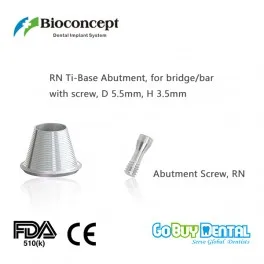 Bioconcept digital Ti-Base for Straumann Tissue Level RN with screw, for bridge/bar, D5.5mm, H3.5mm(810010N)