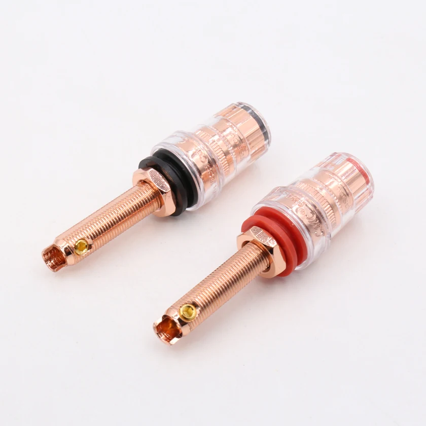 4Pcs Hi-End Eutectic Copper Red Coppper plated Speaker Amplifier Binding Post Terminal HIEND