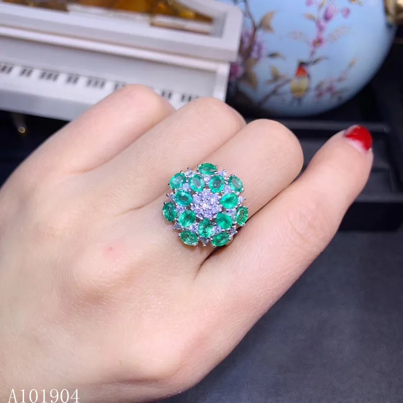 

KJJEAXCMY boutique jewelry 925 sterling silver inlaid natural emerald female ring Gift Birthday Party Wedding Engagement New Yea