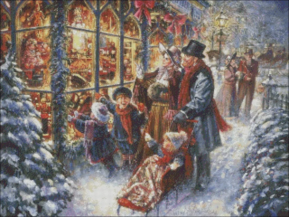 Victorian Christmas Village - Counted Cross Stitch Kits - Handmade Needlework For Embroidery 14 ct Cross Stitch Sets DMC Color