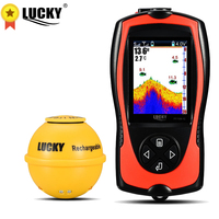 Russian menu! LUCKY FF1108-1CWLA Rechargeable Wireless Remote Sonar Sensor 45M water depth High Definition LCD fishing finder